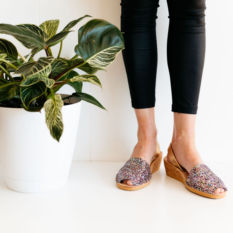 Multi Gold Glitter Wedge