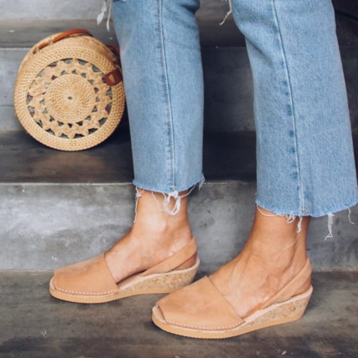 Avarcas Australia Tan Nubuck Wedge Menorcan Sandals