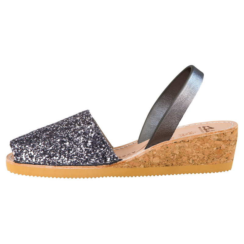 Gunmetal Glitter Wedge