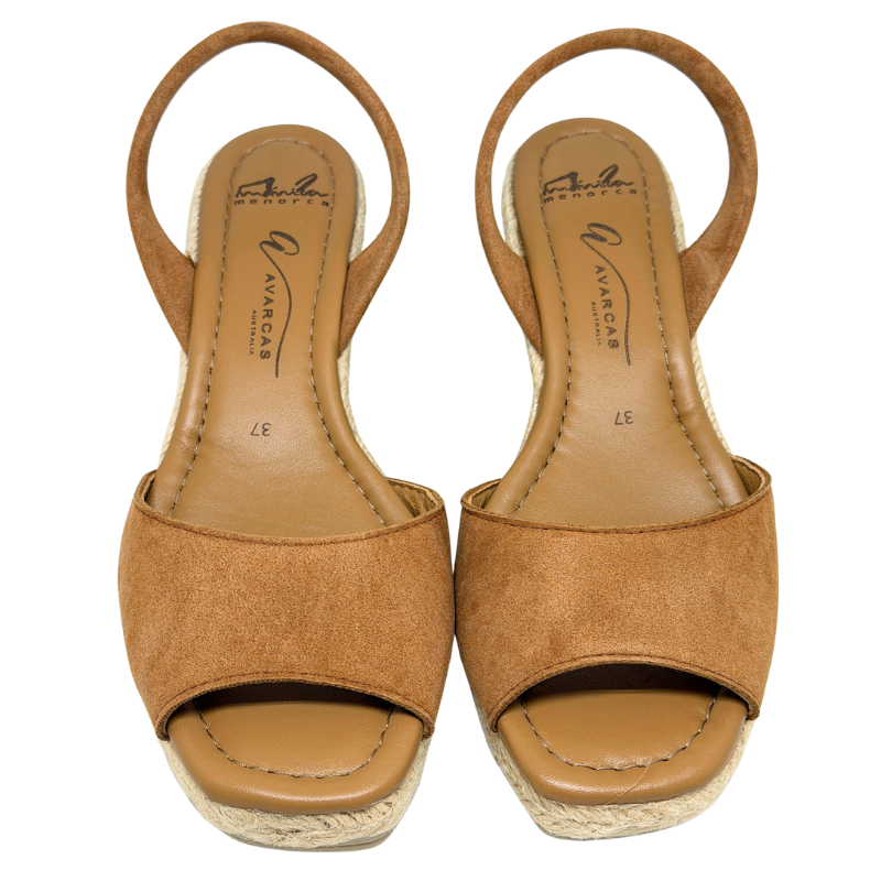 Peep Toe Espadrille Wedge Tan