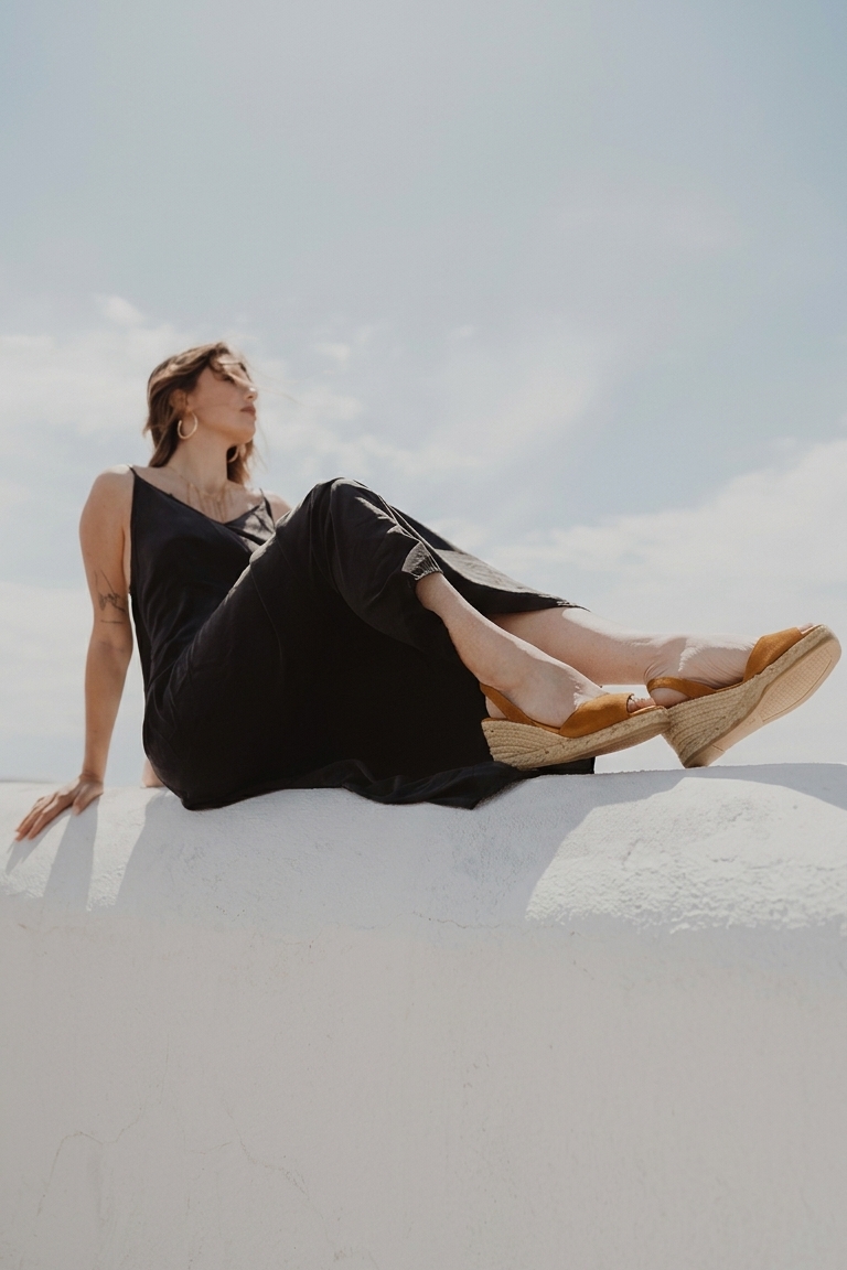 Peep Toe Espadrille Wedge Tan