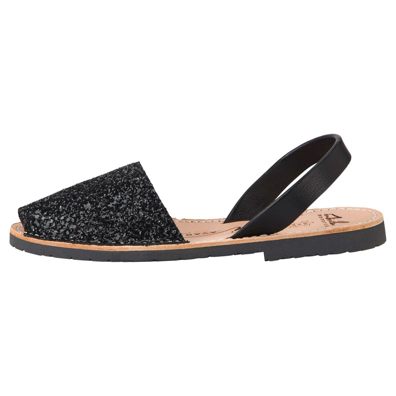 Avarcas Australia Black Glitter Menorcan Sandals