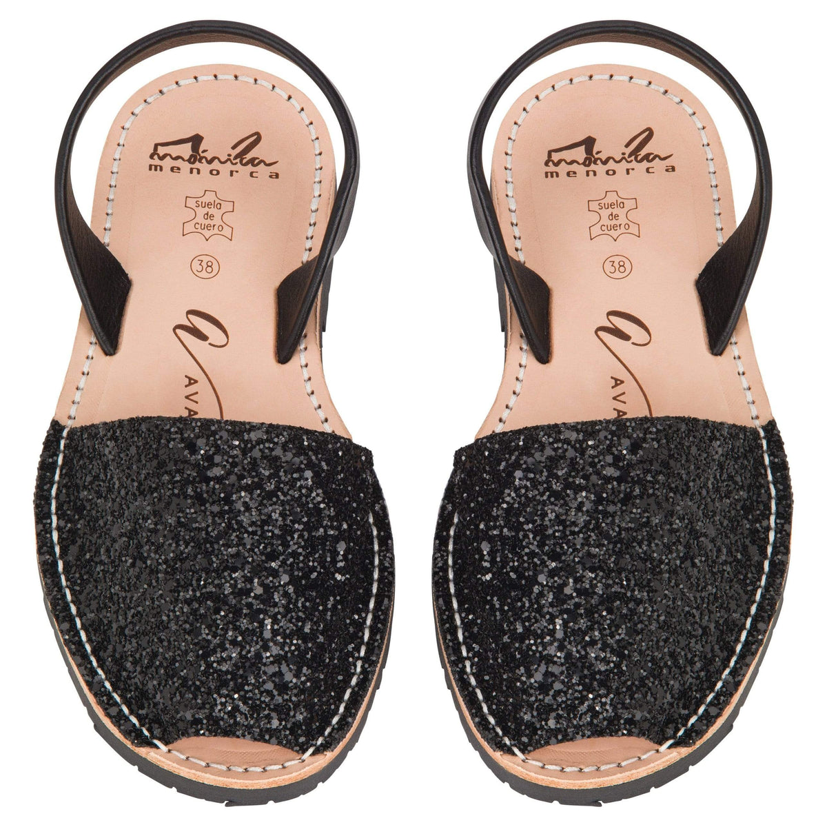 Avarcas Australia Black Glitter Menorcan Sandals