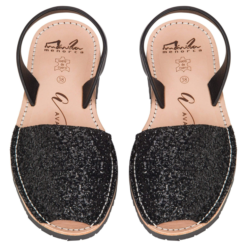 Avarcas Australia Black Glitter Menorcan Sandals