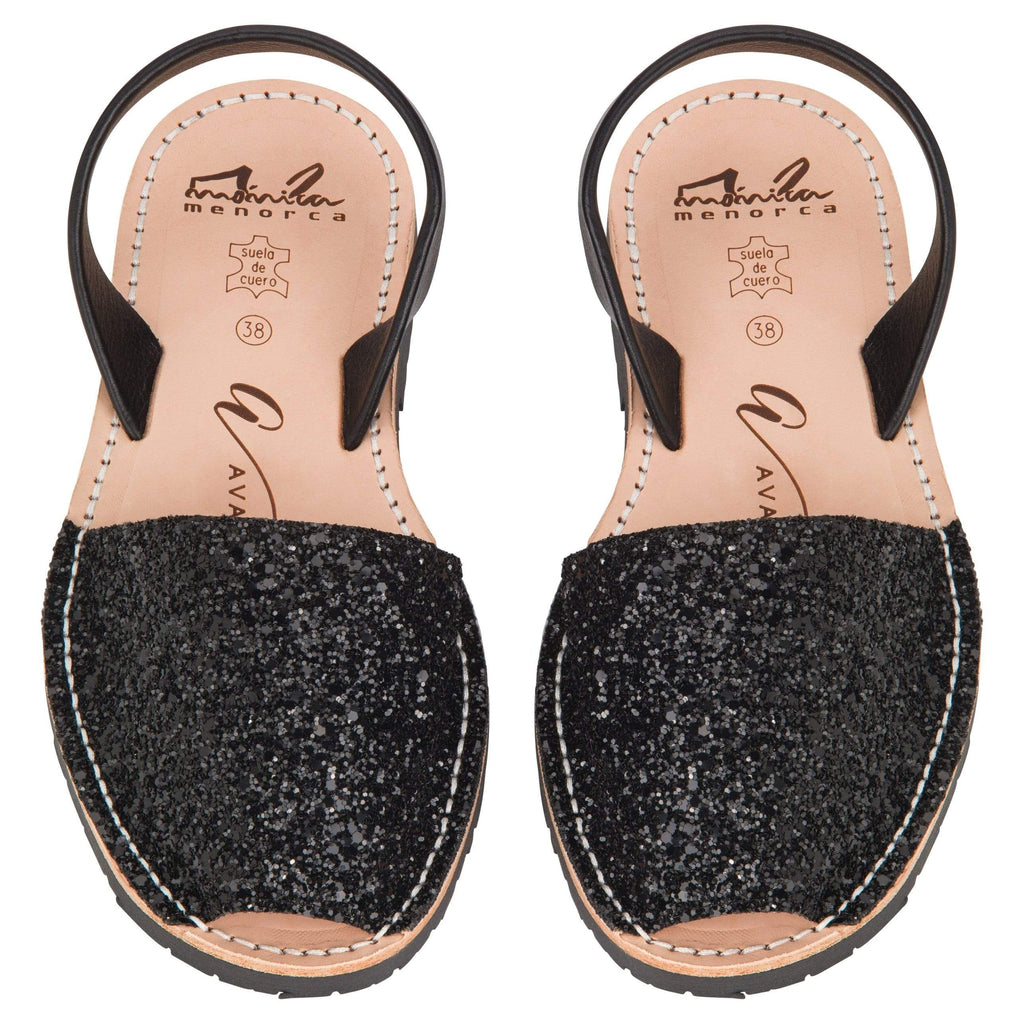 Avarcas Australia Black Glitter Menorcan Sandals