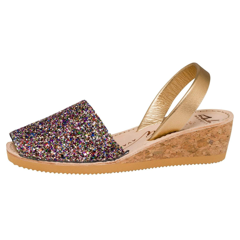 Multi Gold Glitter Wedge Beautiful and authentic Menorcan