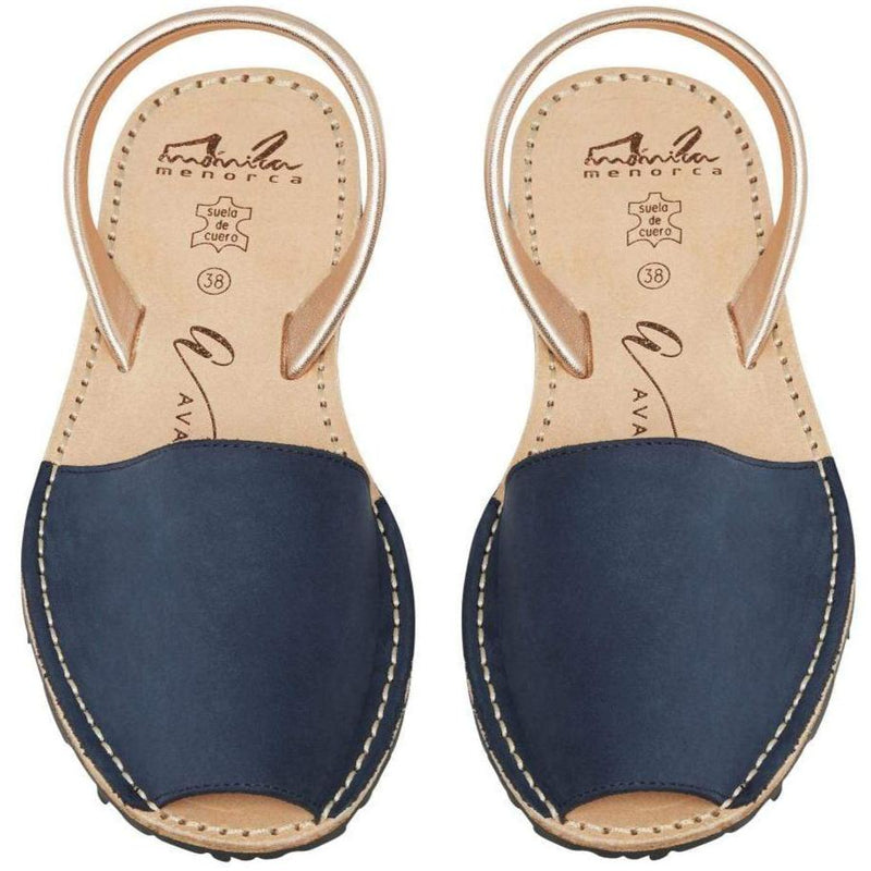 Avarcas Australia Navy Nubuck & Rose Gold Metallic Menorcan Sandals