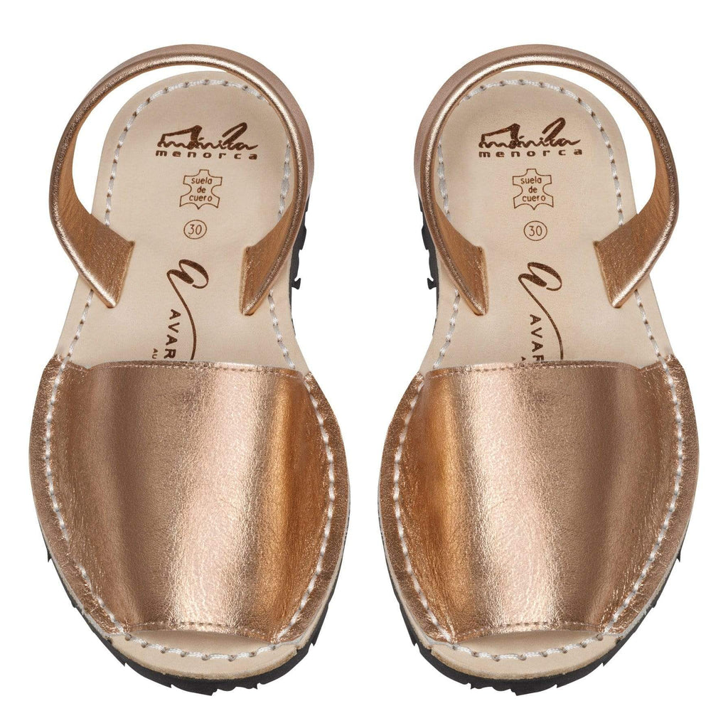 Avarcas Australia Rose Gold Metallic Junior Menorcan Sandals